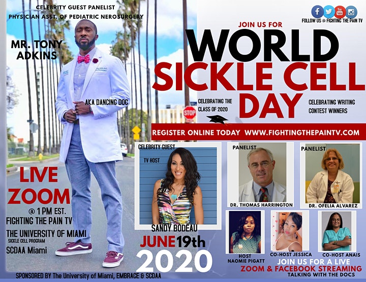 World Sickle Cell Day With Special Guest Mr. Tony Adkins, TV Host Sandy Bodeau, Dr. Harrington, And Dr. Alvarez 