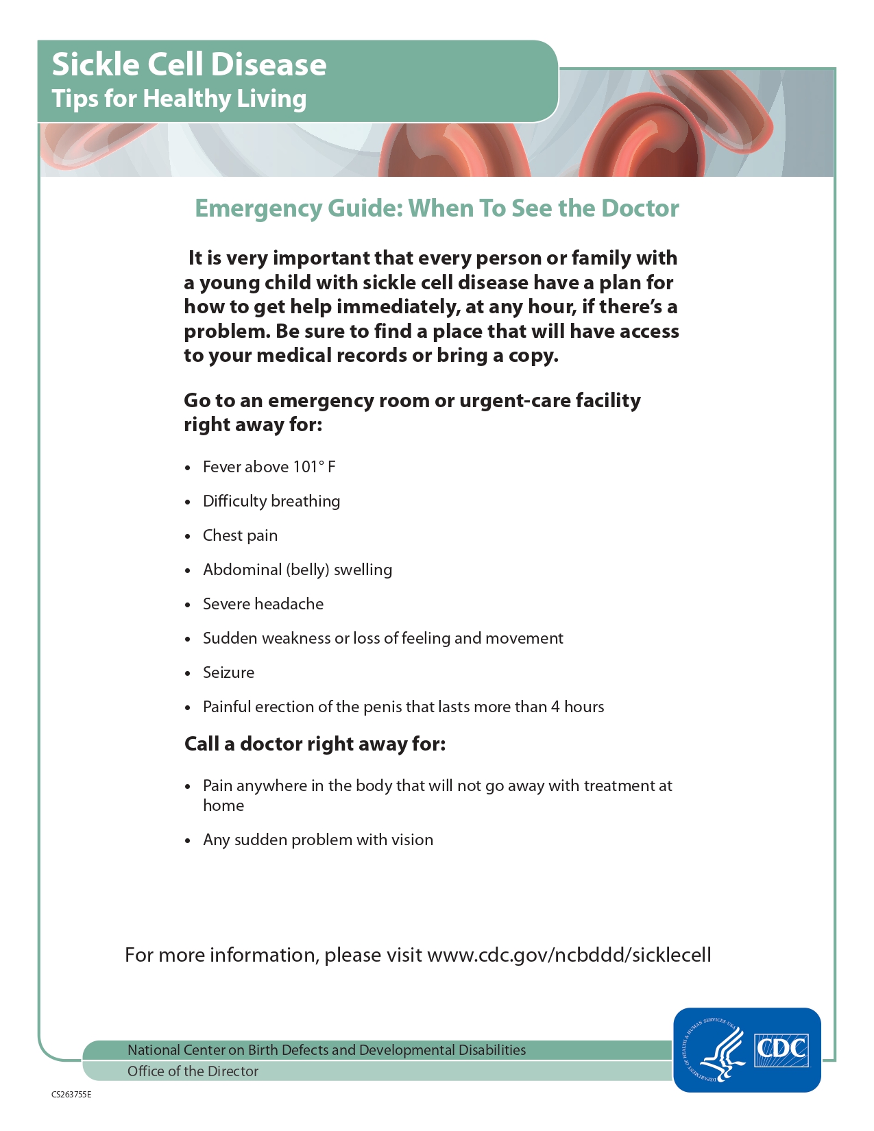 Sickle Cell Disease Tips For Healthy Living Emergency Guide: When To See The Doctor